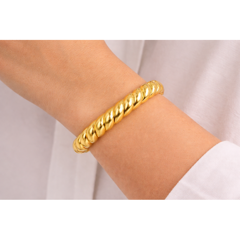 Golden Twist Hinge Bangle Bracelet