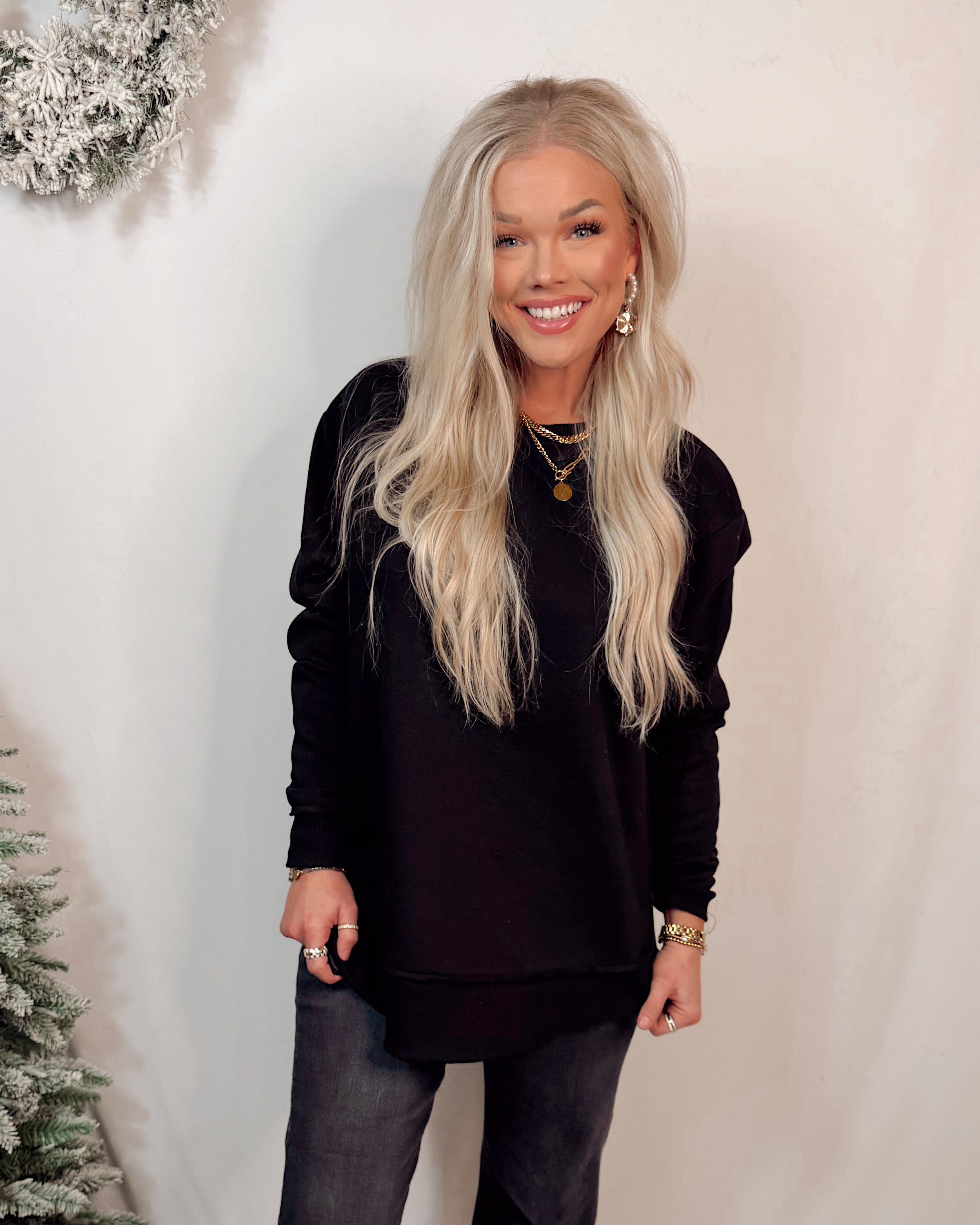 Signature Essential Comfort Tunic Pullover - Black
