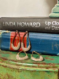 Ornate Cubic Zirconia Teardrop Post Earrings