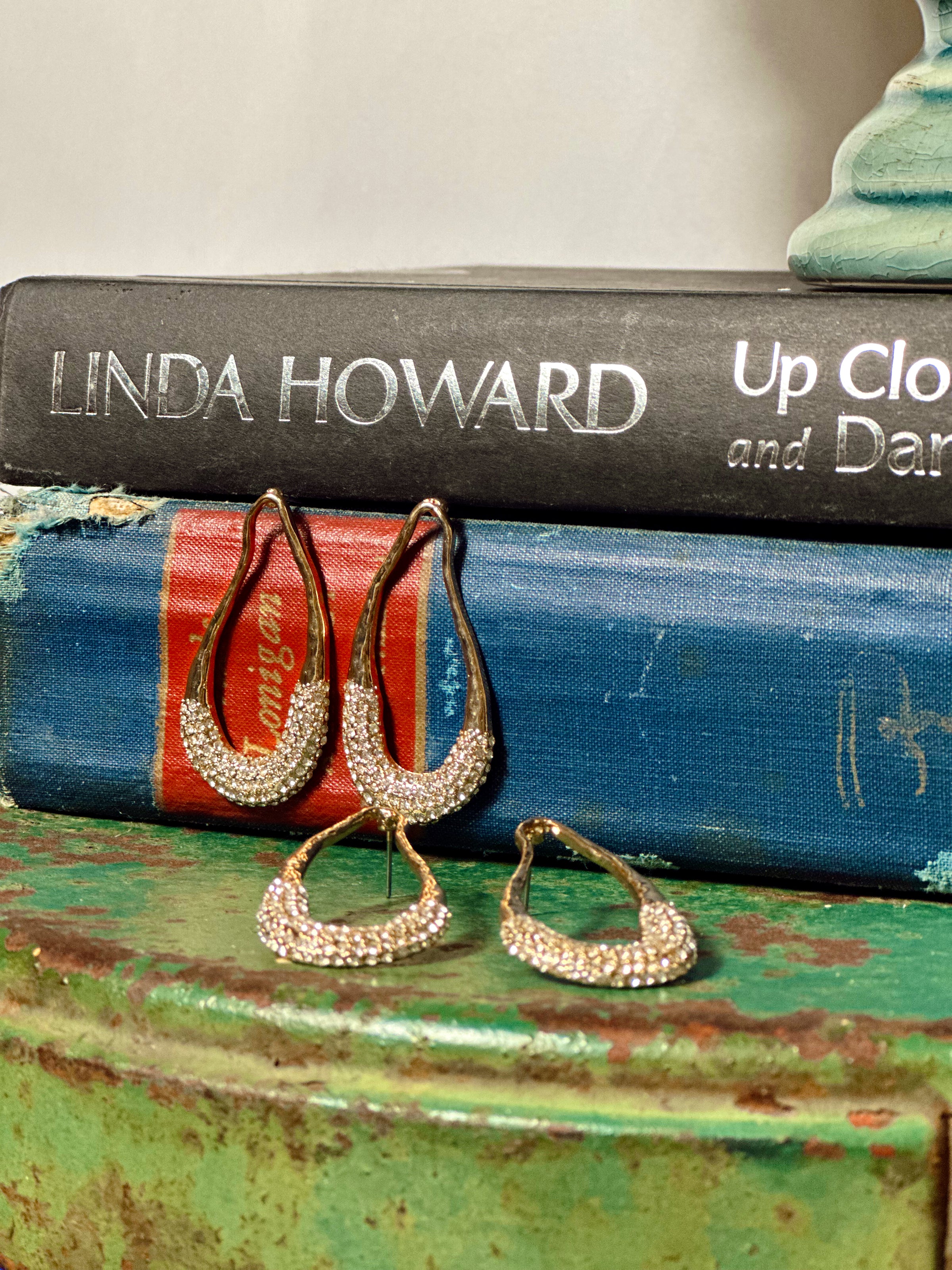 Ornate Cubic Zirconia Teardrop Post Earrings