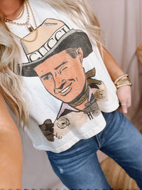 Gold Studded Designer Cowboy Graphic Muscle Tee