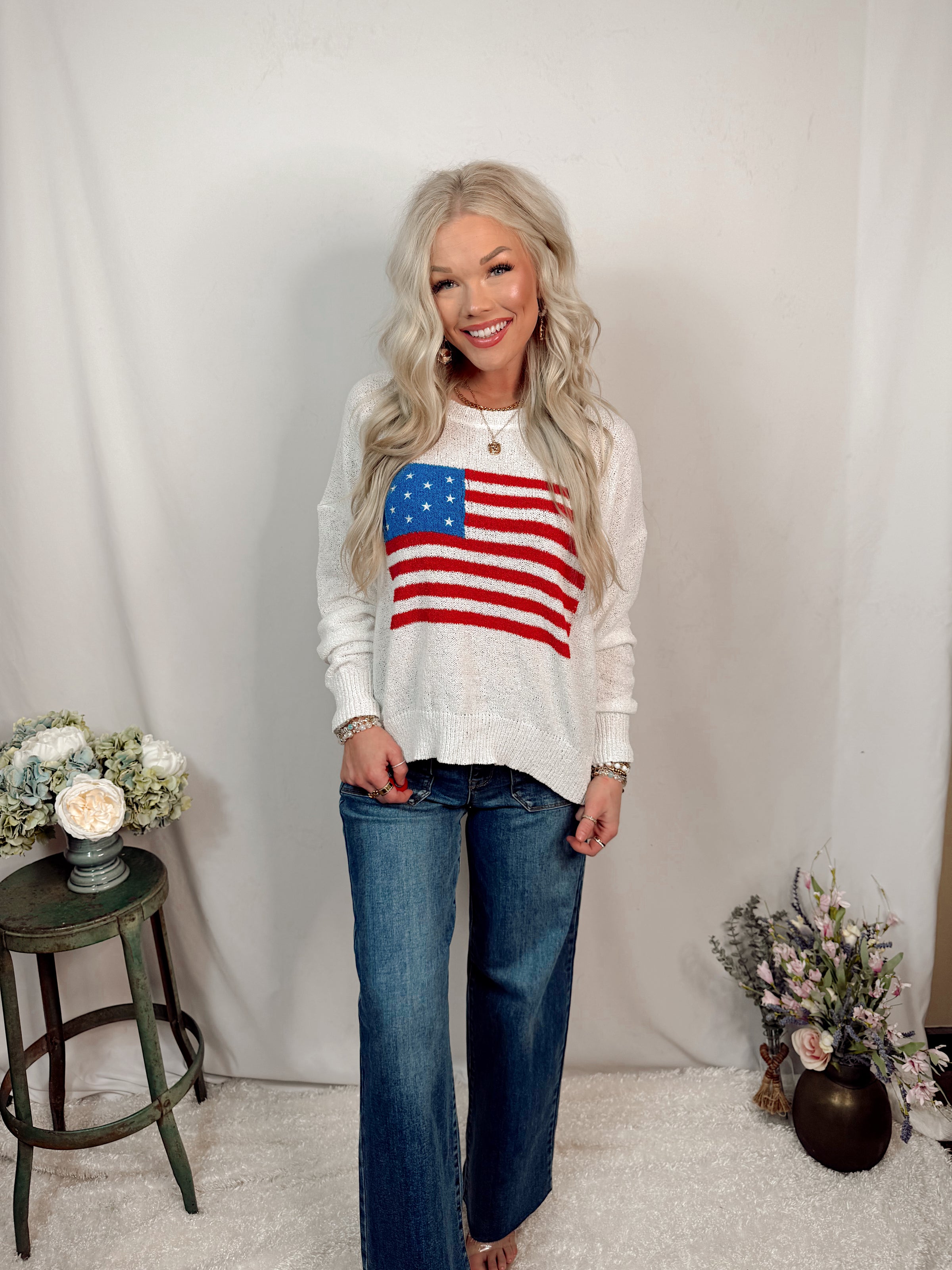 All American Knit Sweater Top - Ivory