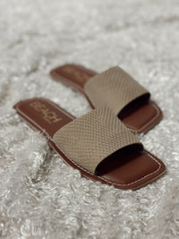 Bali Taupe Snake Suede Slides