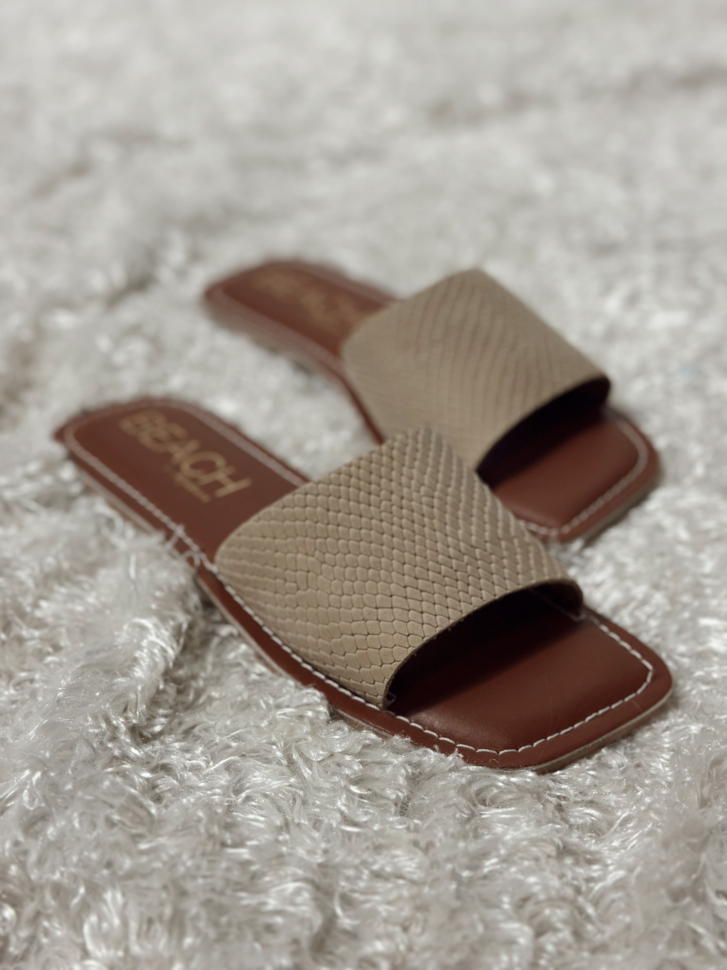 Bali Taupe Snake Suede Slides