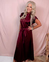 Merlot Memories Midi Satin Tie Dress - Wine