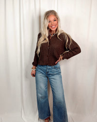 Booked & Busy Cable Knit Sweater / Cardigan - Brown