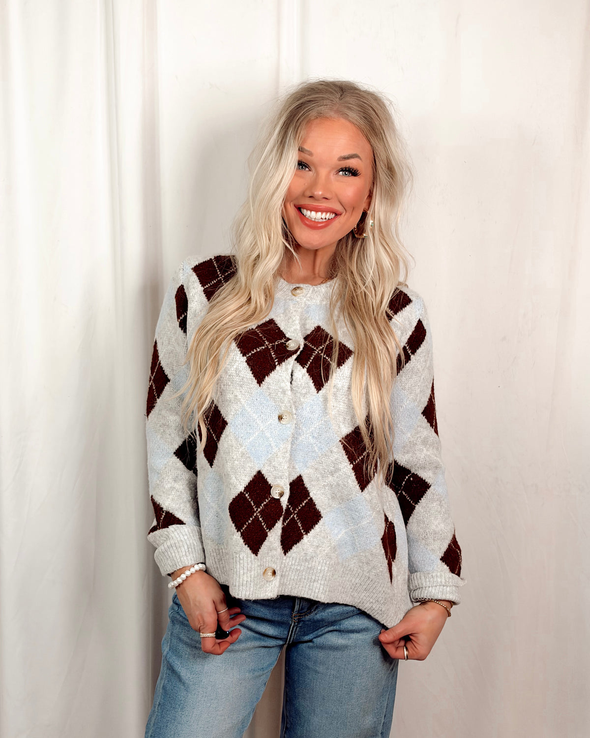 Harvest Moon Argyle Knit Sweater / Cardigan