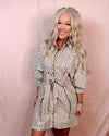 Pinstripe Poised Tailored Mini Dress - Mocha