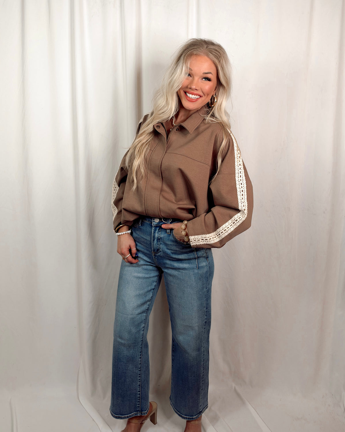 Montrose Mocha Lace Trimmed Jacket