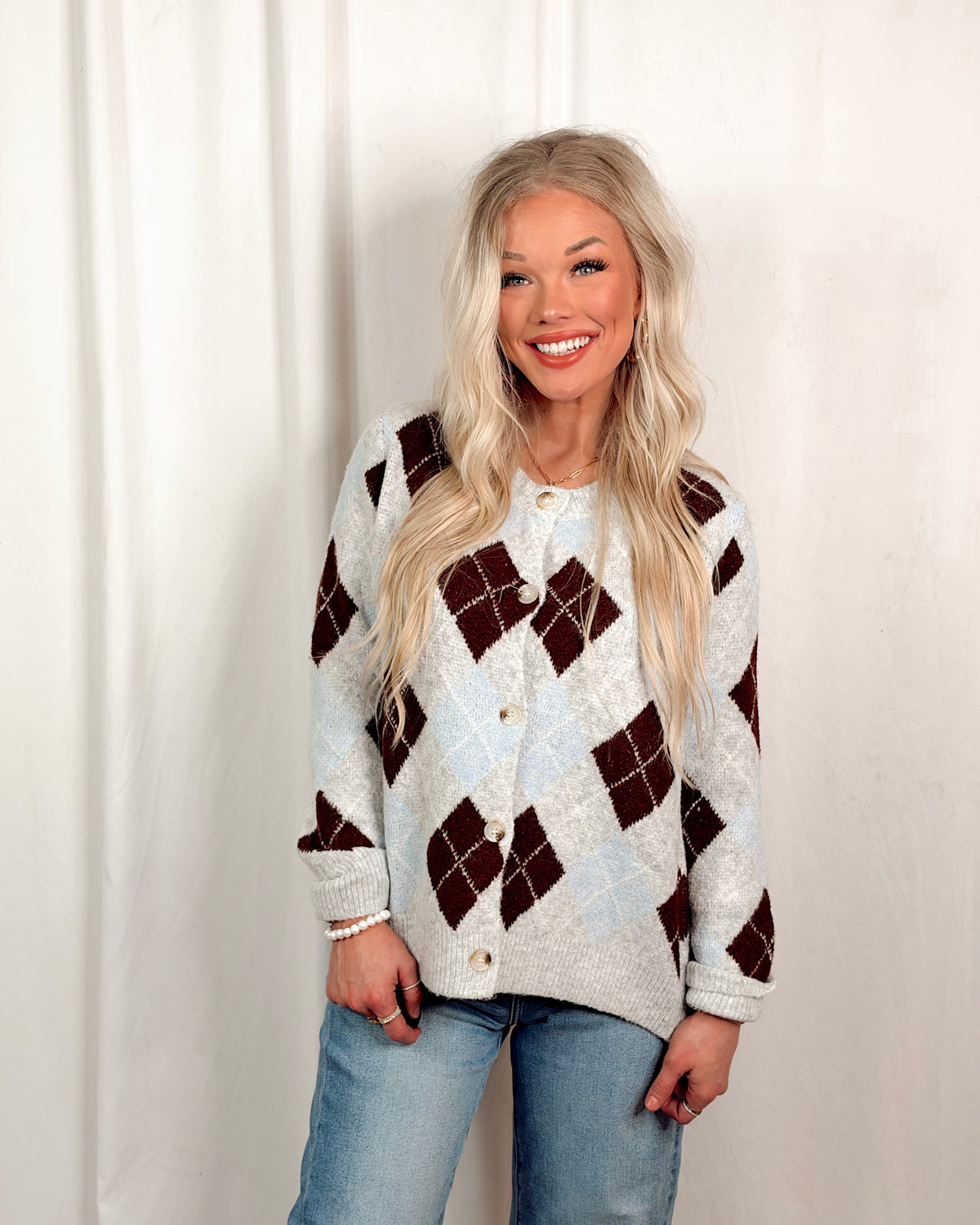 Harvest Moon Argyle Knit Sweater / Cardigan