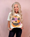 Pumpkin Patchwork Printed Jack O Lantern Graphic Tee