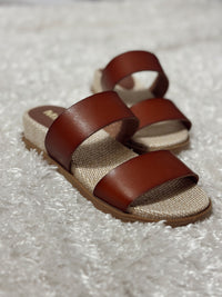 MIA Yelena Slides - Cognac/Raffia