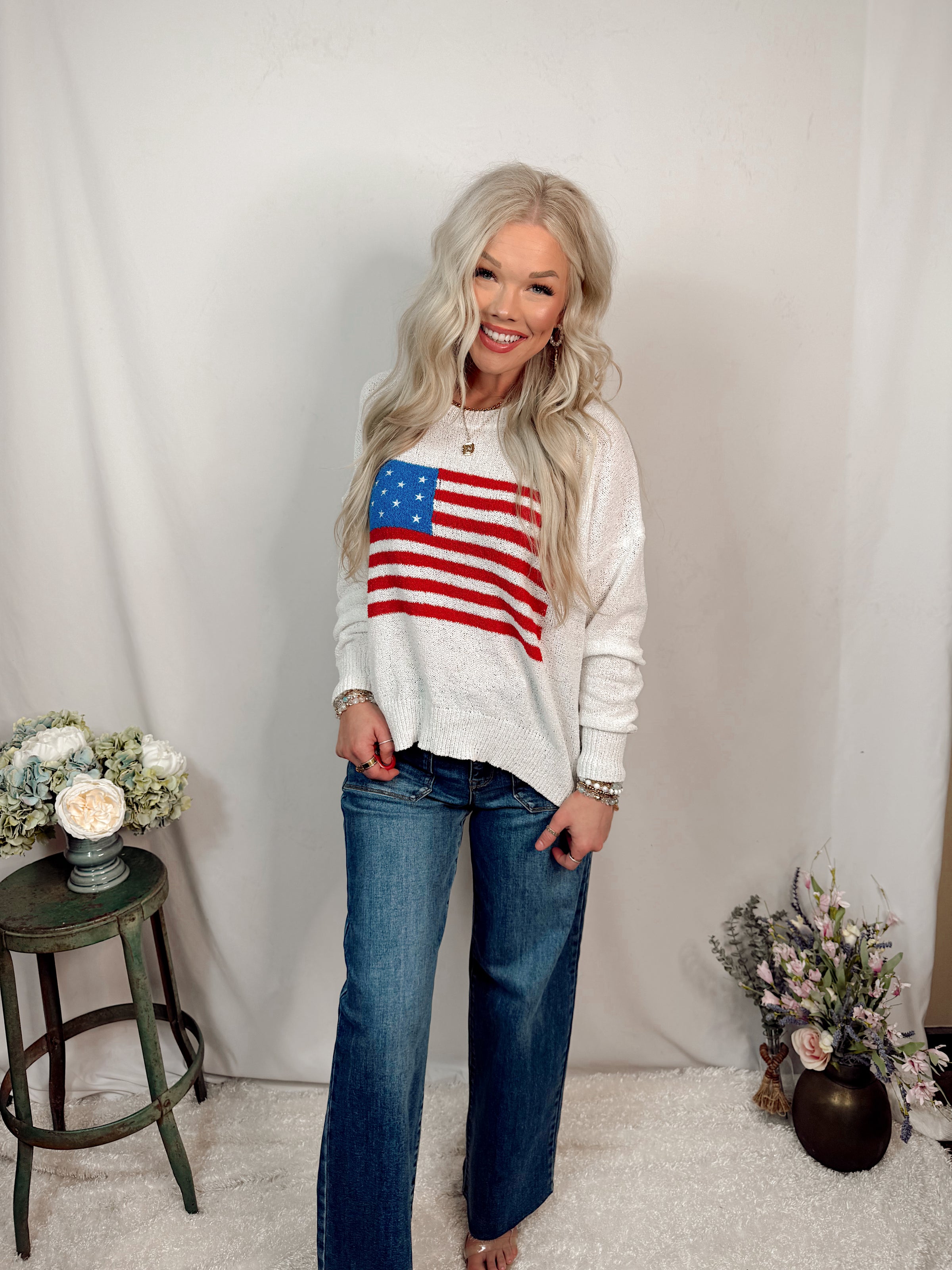 All American Knit Sweater Top - Ivory