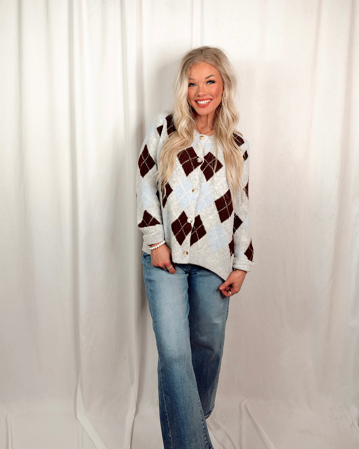 Harvest Moon Argyle Knit Sweater / Cardigan