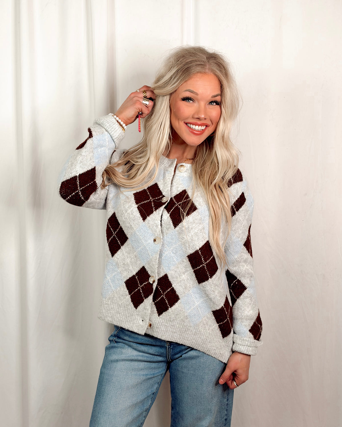Harvest Moon Argyle Knit Sweater / Cardigan