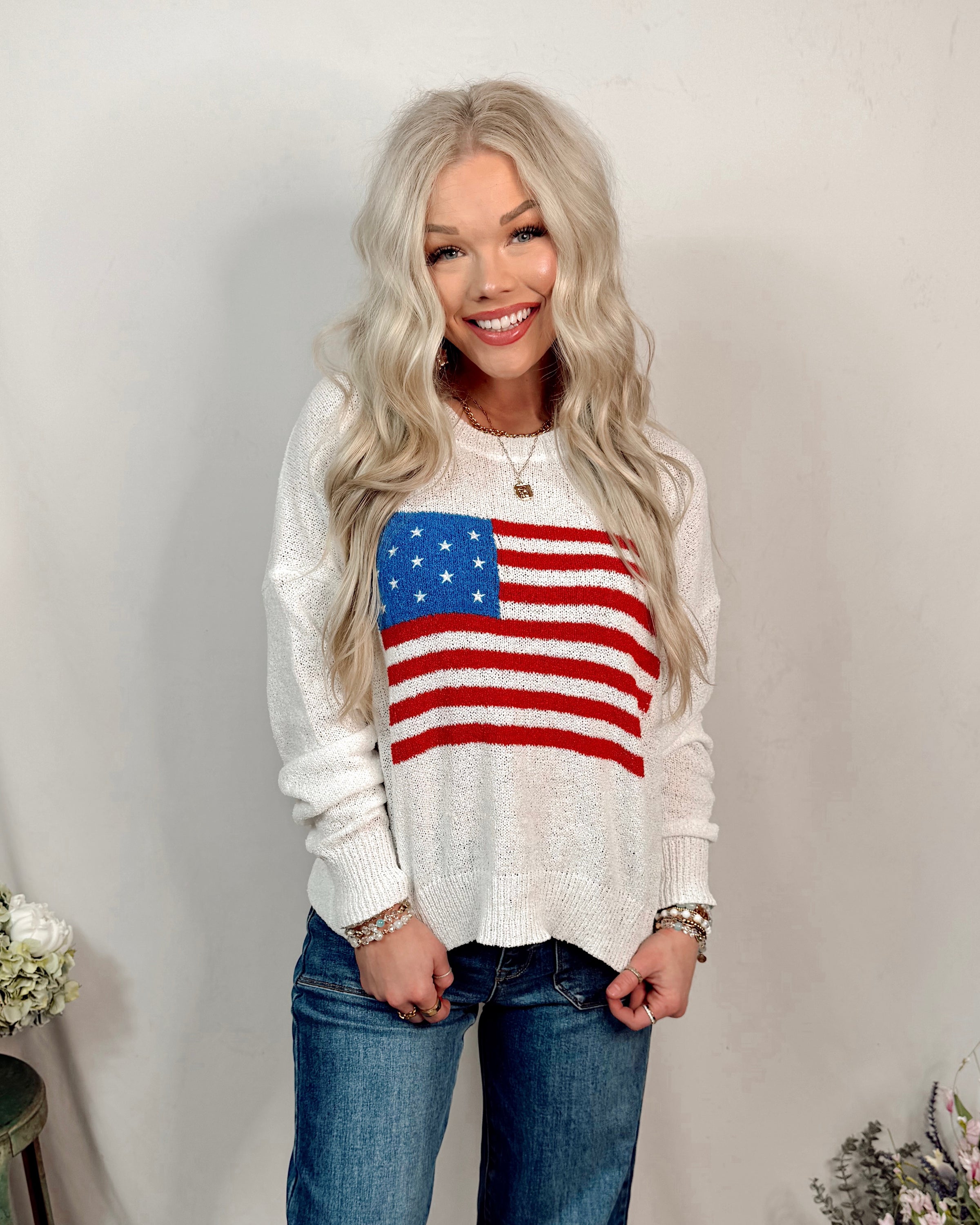 All American Knit Sweater Top - Ivory