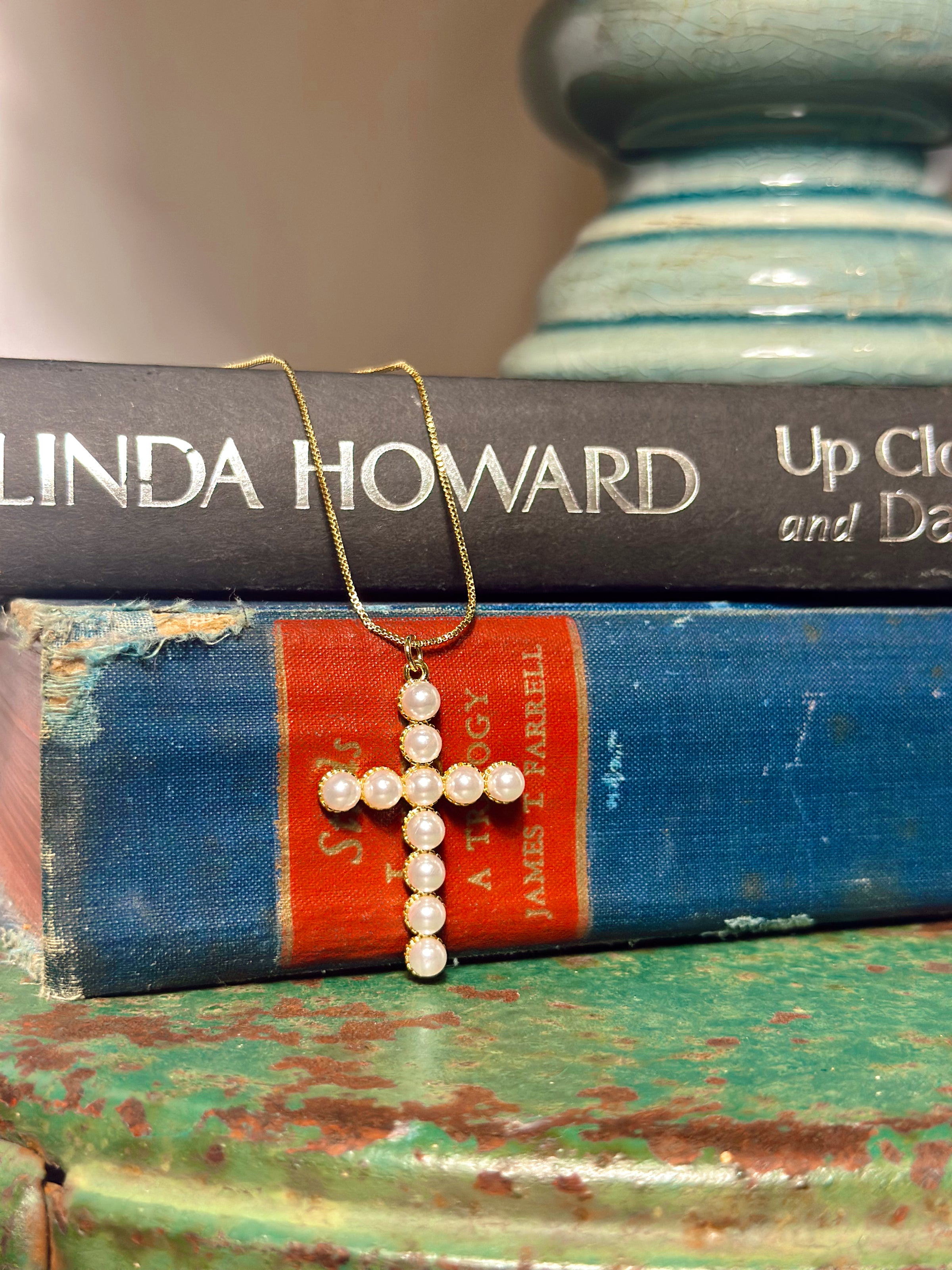 Pearl Cross Pendant Necklace