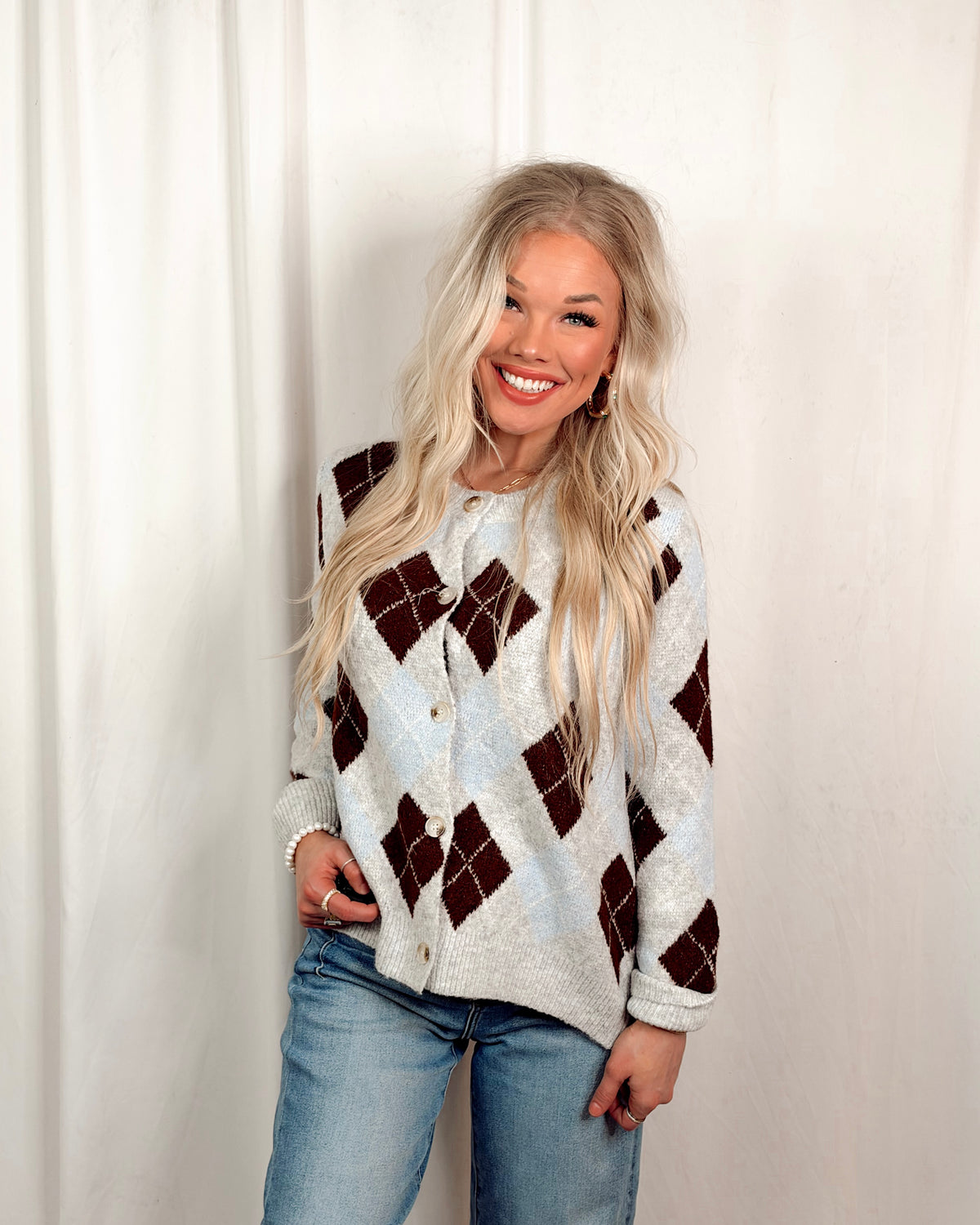Harvest Moon Argyle Knit Sweater / Cardigan