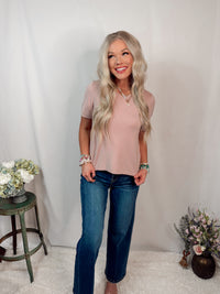 Lacie Lightweight & Loose Fitting Everyday Knit Tee in Dusty Pink