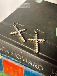 Cross Cubic Zirconia Dangle Earrings