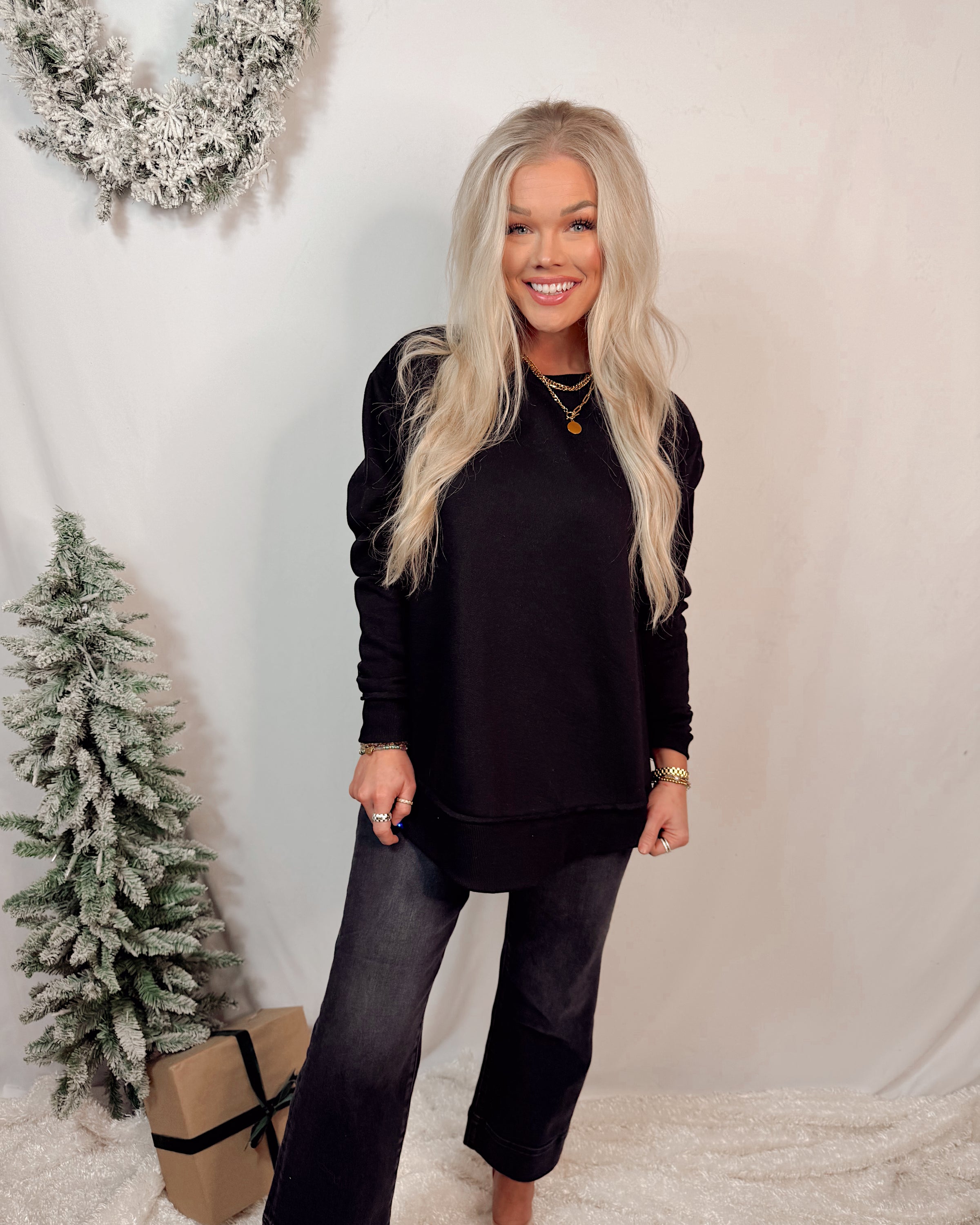 Signature Essential Comfort Tunic Pullover - Black