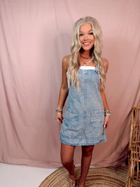 Dazed in Denim Mineral Washed Overall Dress