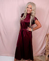Merlot Memories Midi Satin Tie Dress - Wine