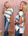Stillwater Striped Knit Sweater Top - Denim & Off White