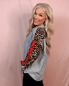 Taking Chances Chic Cheetah Striped Contrast Button Up Blouse