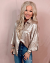 Champagne Dreams Metallic Button Up Blouse