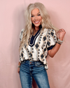 Adorned In Abstract Embroidery Patterned Printed Blouse