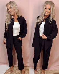 Luxe Lounge Crinkle Woven Crop Pants - Black