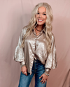 Champagne Dreams Metallic Button Up Blouse