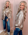 Champagne Dreams Metallic Button Up Blouse