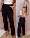 Luxe Lounge Crinkle Woven Crop Pants - Black