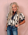 Adorned In Abstract Embroidery Patterned Printed Blouse