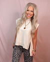 Cabernet & Cashmere Knit Everyday Hi-Low Blouse - Cream