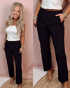 Luxe Lounge Crinkle Woven Crop Pants - Black