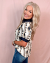 Adorned In Abstract Embroidery Patterned Printed Blouse
