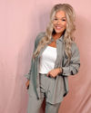 Luxe Lounge Long Sleeve Button Up Top - Limestone