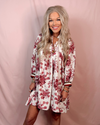 Merlot & Magnolias Textured Floral Dress with Contrast Detail