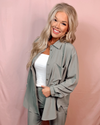 Luxe Lounge Long Sleeve Button Up Top - Limestone