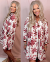 Merlot & Magnolias Textured Floral Dress with Contrast Detail