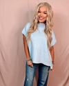 Picture Perfect Knit Sweater Top - Sky Blue