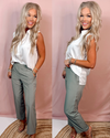Luxe Lounge Crinkle Woven Crop Pants - Limestone