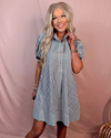 Hampton Harbor Striped Mini Dress - Navy