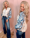 Fading Into Fall Florals Printed Detailed Button Up Blouse