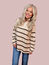 Calm, Cozy & Collected Knit Half Zip Striped Sweater
