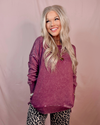 Above Average Acid Wash Hi-Low Pullover Sweater - Eggplant