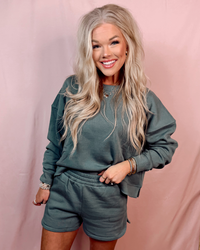 Covered In Comfort Top + Shorts Two Piece SET - in Ash Jade